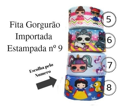 Imagem 3 de 4 de Rolo Fita Gorgurao Importada Estampada Nº9 Com 5 Metros Cada