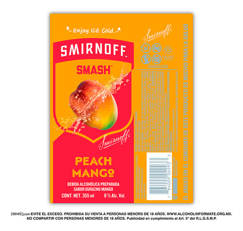 Smirnoff Smash Peach-mango 355 Ml 8% Alc. Pack 24 Latas