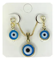 Comprar Conjunto Colar Banhado Ouro18k Olho Grego + Brinco Kit Luxo Cor Banhado A Ouro 18k