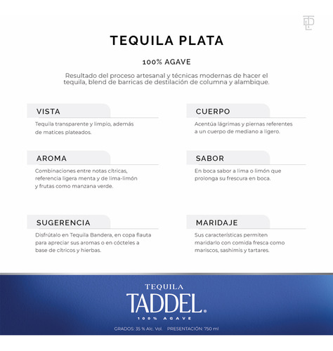 Tequila Taddel Plata 750 Ml