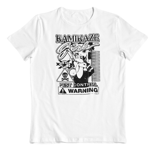 Polera Blanca Dtf Algodon Kamikaze Girls Ilustracion Arte