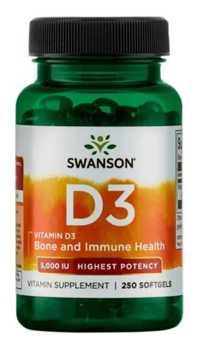 Vitamina D3 5000 UI Potencia Max 250 Softgels 