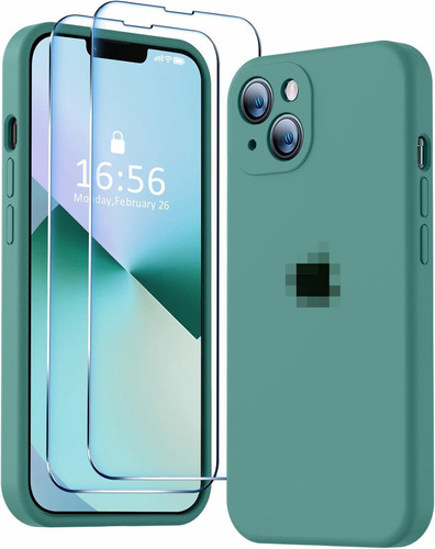Funda De Teléfono Duradera De Silicona Líquida A Prueba De Golpes Y Pantalla De Vidrio Templado Para iPhone 16 Pro Max 15 14 13 12 11 Series