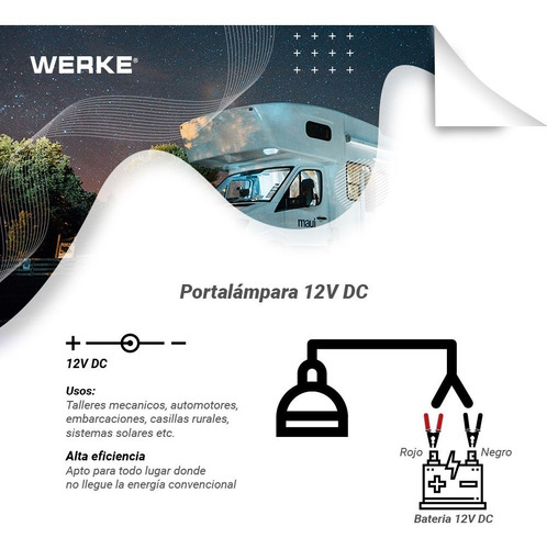 Imagen 5 de 5 de Kit Lámpara+portalámpara+interruptor+pinzas 12v X10u Pr1206