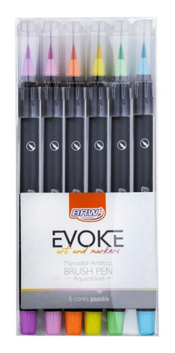 Imagem 1 de 1 de Marcador Brush Pen Blister C/ 6 Cores Pasteis