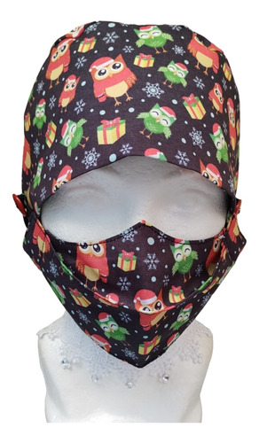 Cofia Gorro Navidad Búhos Tela Quirúrgico Enfermera