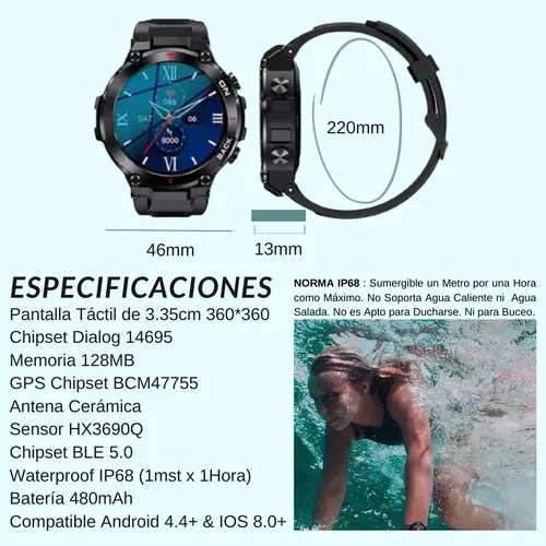 Smartwatch resistente al agua salada cheap