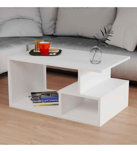 Mesa Ratona De Centro Blanca Melamina Moderna Living