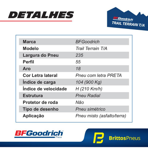 Pneu Bfgoodrich Aro 18 Trail-terrain T/a 235/55 R18