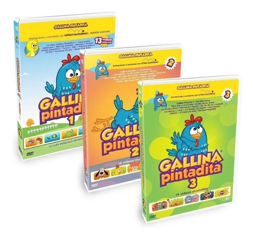 Imagen 2 de 6 de Peluches De Gallina Pintadita + Pollito Amarillito + 3 Dvds