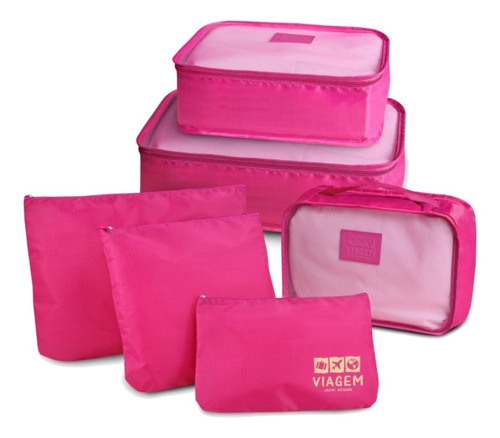 Kit 6 Organizador De Roupas Jacki Design Malas Viagem Pink