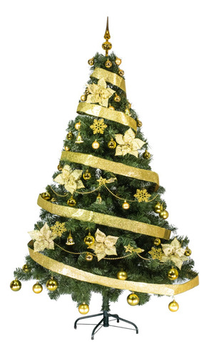 Arbol Navidad Tronador De Lujo 1,80mts + Kit 60 Oro Deco