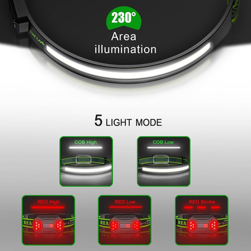 Linterna De Cabeza Frontal Tinlaviy Led 1000 Lm Recargable