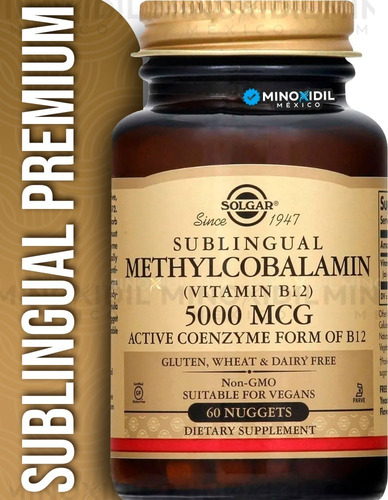 Imagen 1 de 5 de Vitamina B12 Metilcobalamina 5000mcg Sublingual 60 Nuggets
