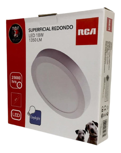 Panel Led 18w Sobreponer Redondo Rca 6500k Blanca 1350lm Color Blanco