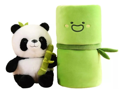 Oso Panda De Peluche Con Bambú Que Se Abre Bonito Y Suave