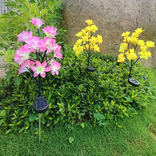 Lámpara Led Flor Fibra Luz Cálida Amarilla 12x2 Pzas Nueva