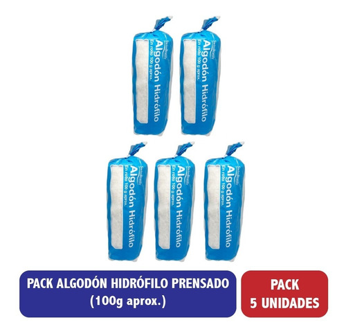 Pack Algodón Hidrófilo Prensado 5x100 Gr