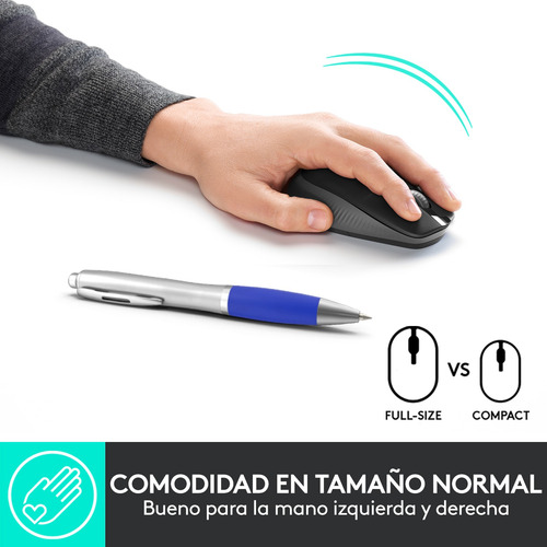 Mouse Inalámbrico De Tamaño Normal Logitech M190 Negro