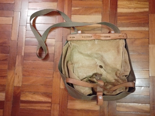 Imagen 2 de 6 de Antigua Bolsa De Pan Accesorio Militar Ejército Suizo Morral