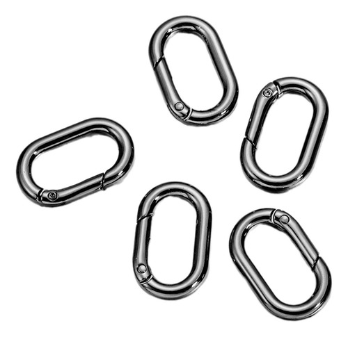 5x Mola Oval Anéis Mosquetões Conector Primavera Preto