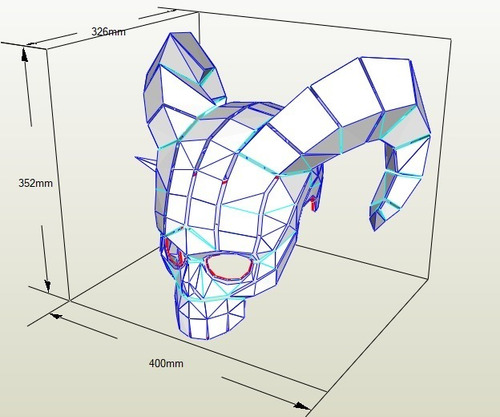 Mascara Craneo Con Cuernos Modelo 4 Papercraft
