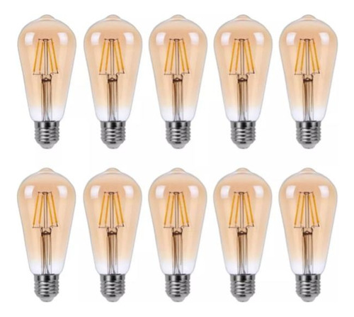 Pack X10 Ampolletas Filamento Led Edison 4w Retro Vintage