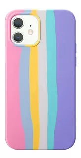 Funda Case Protectora Arcoiris Generica Compatible iPhone Color Pastel Arcoiris iPhone 12 / 12 Pro