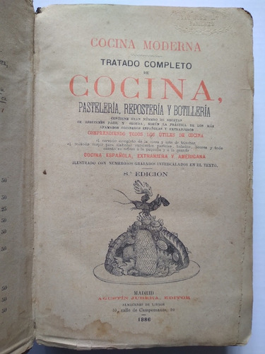 Cocina Moderna Tratado Completo De Cocina 1886 Libro Antiguo