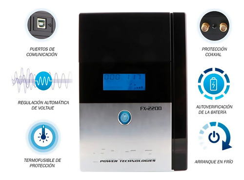 Ups Forza Fx-2200lcd-u, 2200va, 1200w, 8 Tomas De Salida