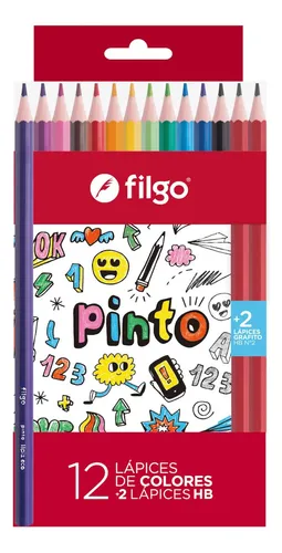 Lapices Filgo Pinto X 12 Colores + 2 Lapices Grafito hb