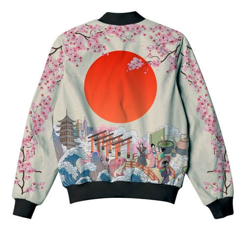 Imagem 2 de 2 de Jaqueta Bomber Sakura Cherry Blossom Japão Oriental Ukiyo-e