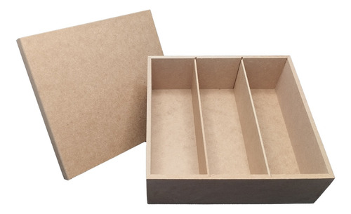 Caixa De Mdf Com Tampa 3 Divisórias 24x22 Convites Presentes