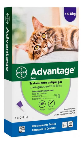 Pipeta Antipulgas Para Gatos De 4 A 8kg