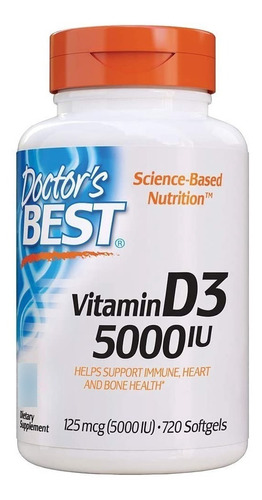 Vitamina D3 5000 Iu 125 Mcg Doctor's Best 720 Capsulas
