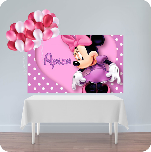 Banner Fondo Candy Bar Cumpleaños Minnie Mouse 100x50