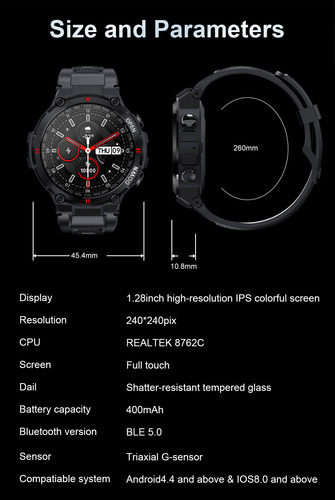 Reloj Inteligente K22 De 1,28 Pulgadas, Frecuencia Cardíaca