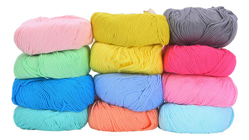 Hilo De Algodón De 12 Colores Para Tejer A Ganchillo, Suave
