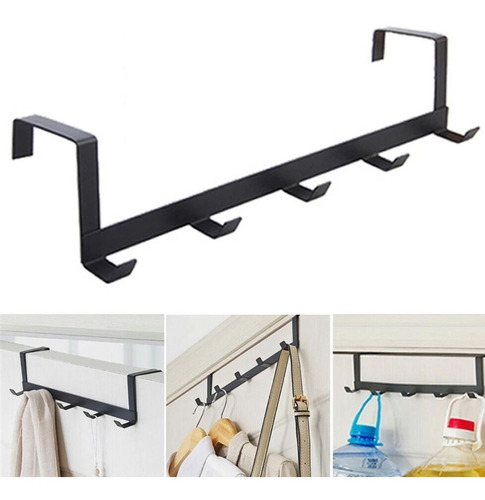 Perchero Para Puerta Acero Inox Gancho X5 Colgante
