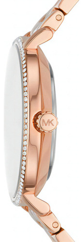 Set Reloj + Pulsera + Aros Michael Kors Mujer Mk1040 Color Del Fondo Oro Rosa Color De La Correa Oro Rosa Color Del Bisel Oro Rosa