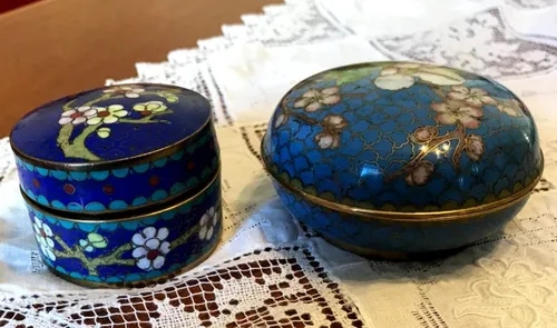 Caja Tecnica Cloisonne Oriental Lote X2 Antigua Año 1904