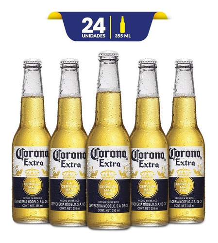 Cerveza Clara Corona Extra  De 24 Botellas De 355ml C/u