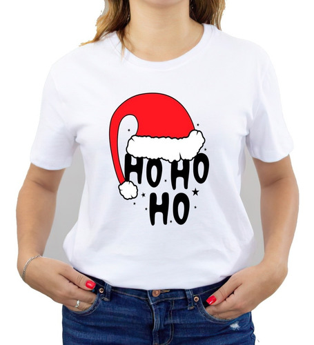 Polera Navideña 100%algodón Familiar Ho Ho Ho Santa Navidad