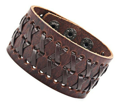 Brazalete De Cuero Estilo Gipsy Kings En Marrón.