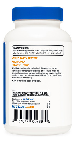 Suplemento Nutricost Vitamina K2 (mk4) 240 Cápsulas 100mcg