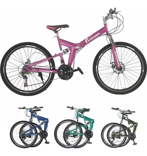 comprar Bicicleta De Montaña Azul R26 Plegable Freno De Disco 21 Vel Color Verde