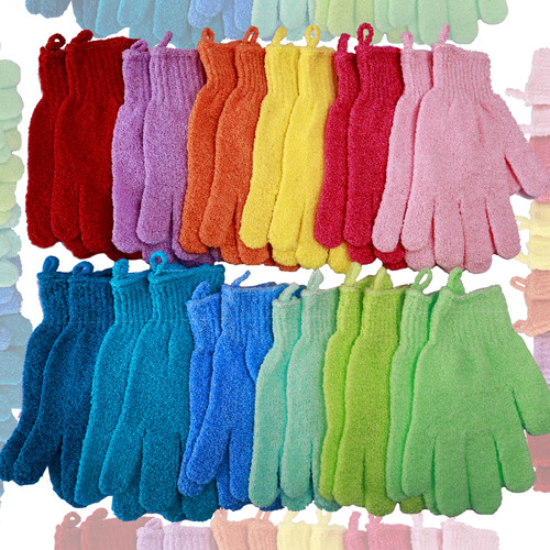 24 Guantes De Bano Exfoliantes, Guantes De Ducha, 12 Colores