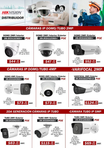 Imagen 2 de 3 de Camaras Ip Quito Hikvision Tubo 2mp Poe 4mp Poe Nvr