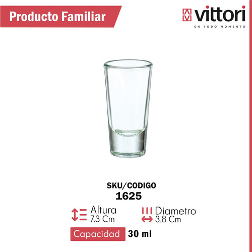 Set 6 Piezas Tequilero De Vidrio Conico De 25 Ml