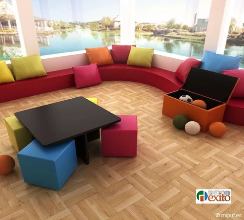 Puff Cuadrado Con Mesa. Decoexito